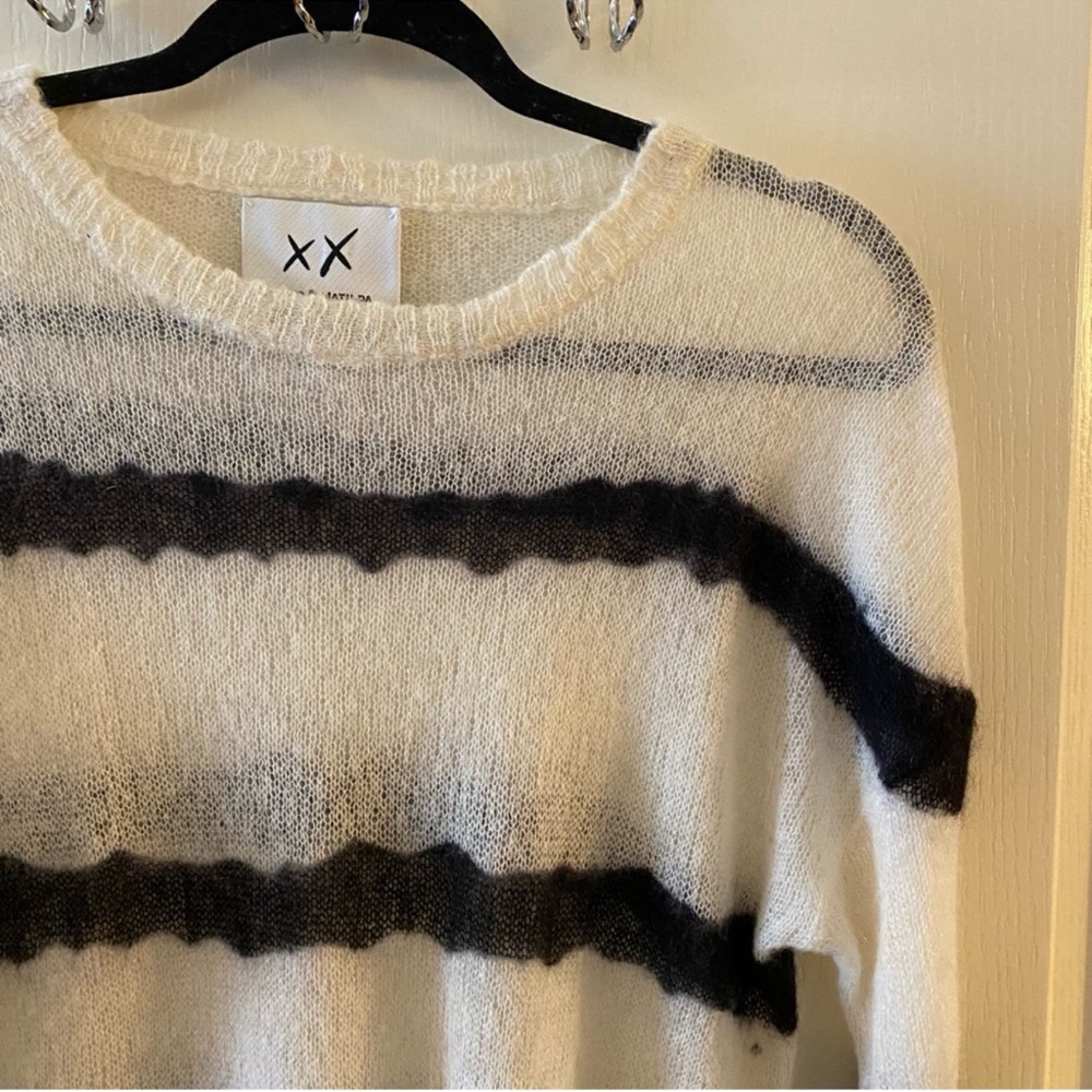 BANJO & MATILDA Australia Mohair-Blend Black & White Striped Sweater - M - Picture 11 of 13